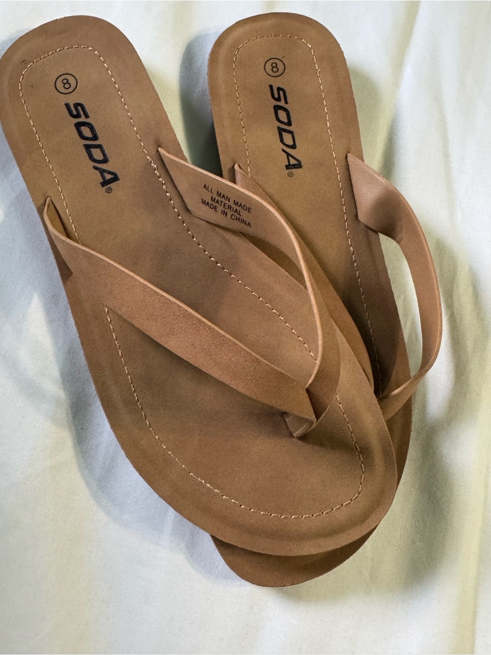 SODA Women's Brown Tan Slide Sandals
